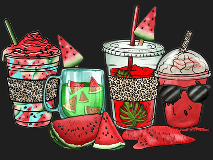 Watermelon Summer Drinks - DTF Ready to Press - Heat Press Transfer