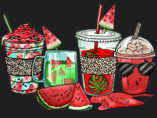 Watermelon Summer Drinks - DTF Ready to Press - Heat Press Transfer