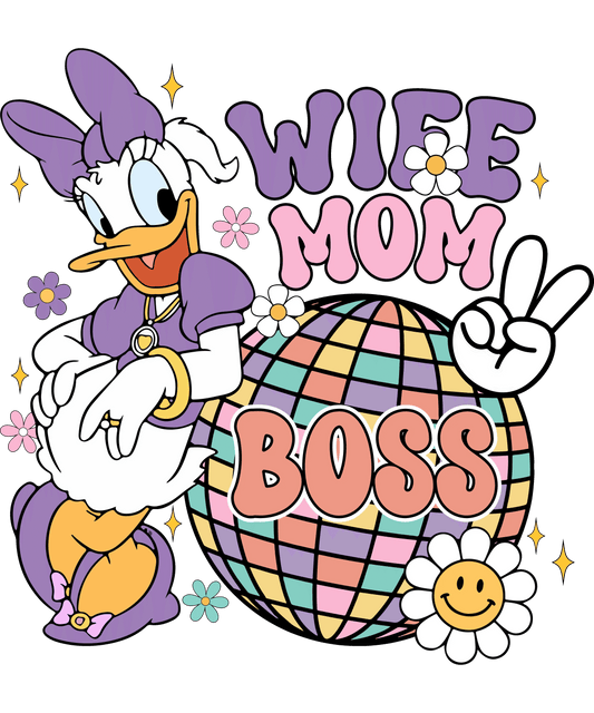 Wife Mom Boss Design - DTF Ready To Press - Heat Press Transfer