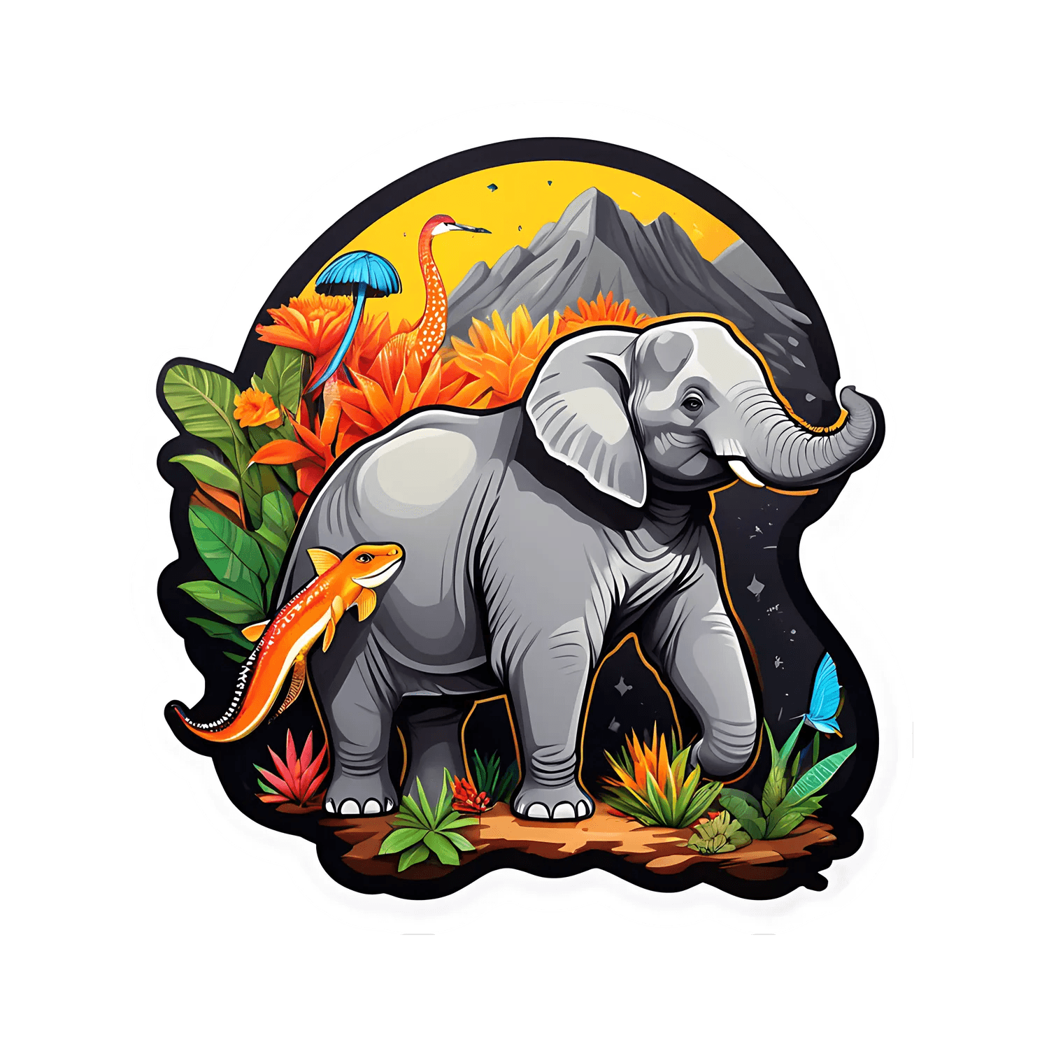 Wildlife Adventure - Elephant Sticker - Heat Press Transfer