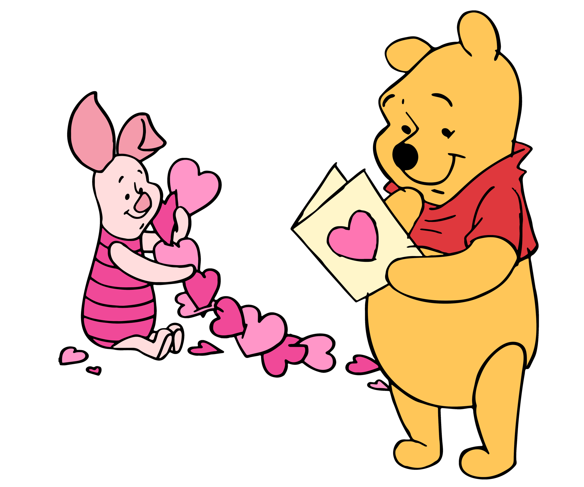 Winnie The Pooh And Piglet Valentine's Day Heart Design - DTF Ready To Press - Heat Press Transfer