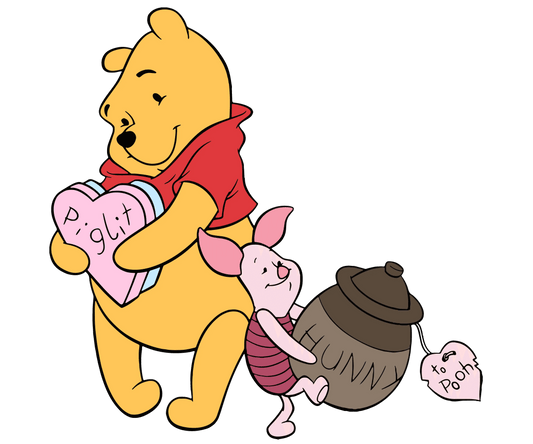 Winnie The Pooh And Piglit Valentine's Day Design - DTF Ready To Press - Heat Press Transfer