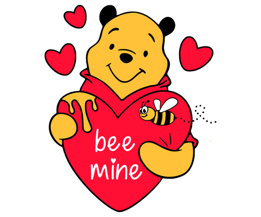 Winnie The Pooh Be Mine Valentine's Day Design - DTF Ready To Press - Heat Press Transfer