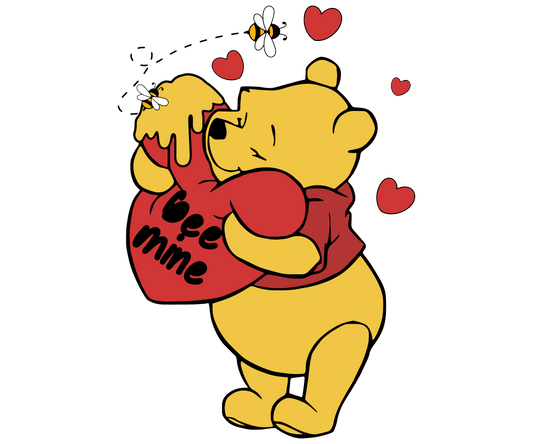 Winnie The Pooh Bee Mine Love Design - DTF Ready To Press - Heat Press Transfer