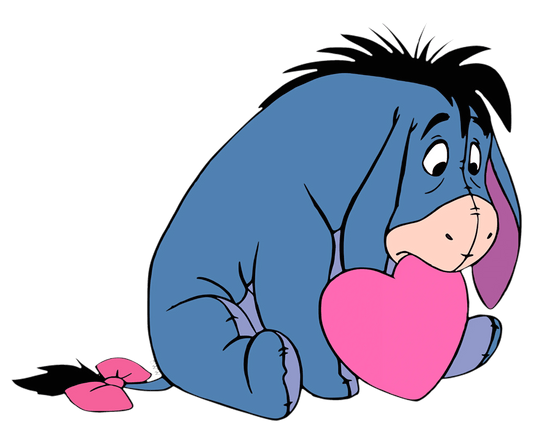 Winnie The Pooh Eeyore Valentine's Day Heart Design - DTF Ready To Press - Heat Press Transfer