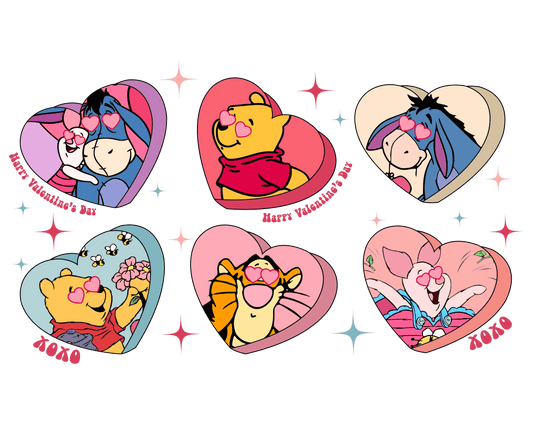 Winnie The Pooh Happy Valentine's Day Design - DTF Ready To Press - Heat Press Transfer