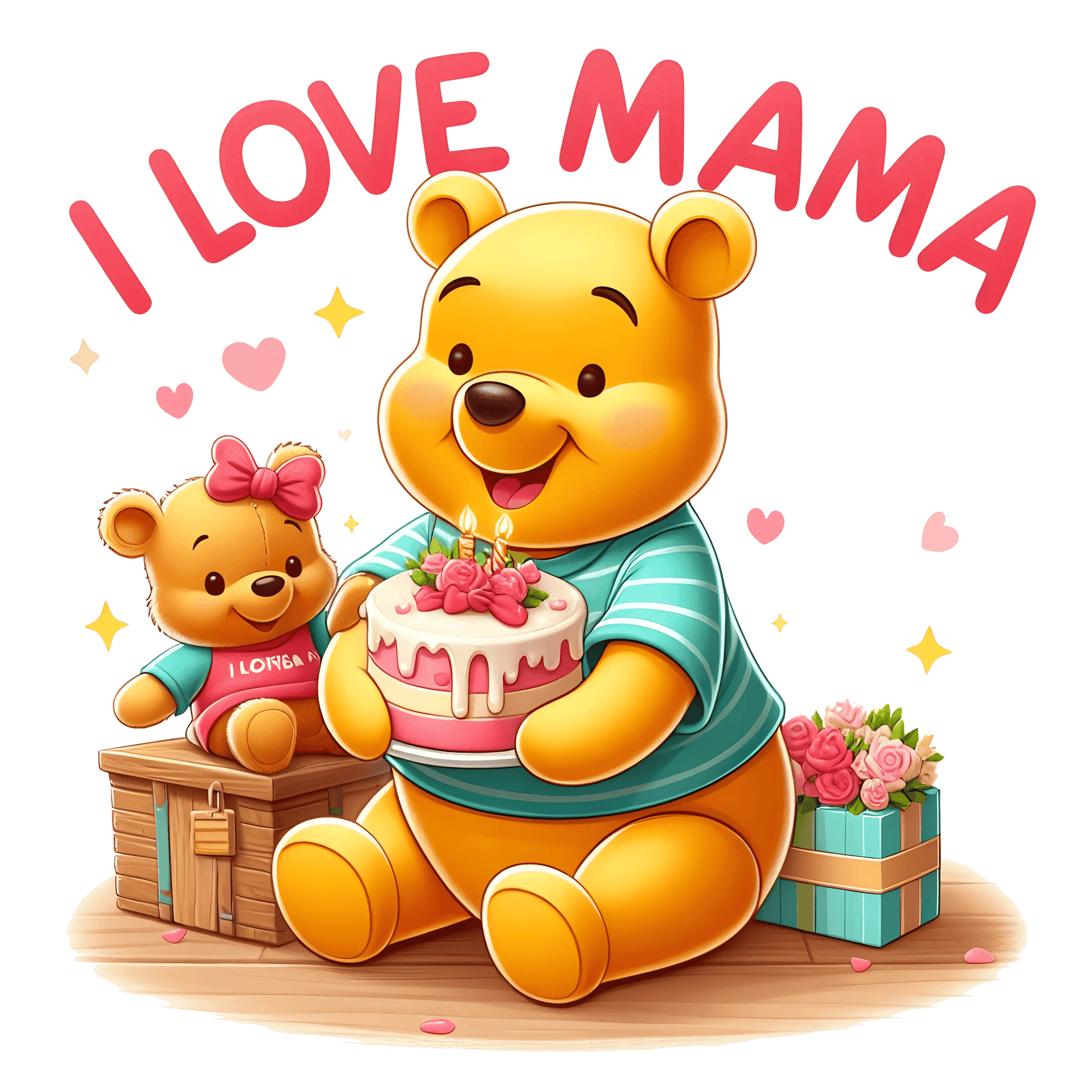 Winnie The Pooh Mother's Day Design - DTF Ready To Press - Heat Press Transfer