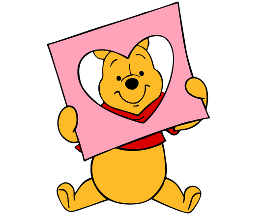 Winnie The Pooh Valentine's Day Heart Design - DTF Ready To Press - Heat Press Transfer
