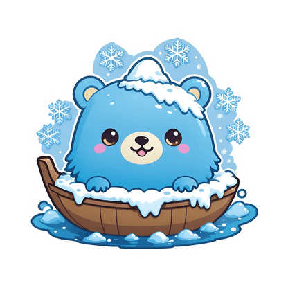Winter Bear Boat - Cute Sticker - Heat Press Transfer