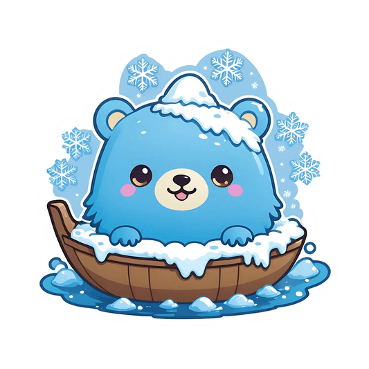 Winter Bear Boat - Cute Sticker - Heat Press Transfer