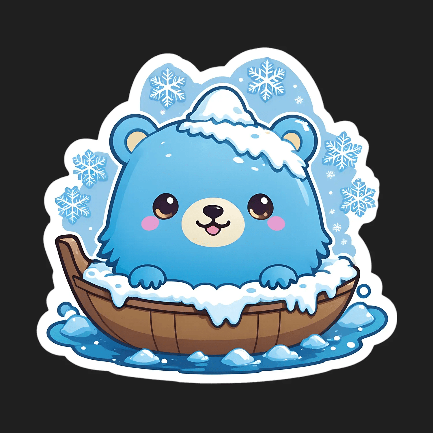 Winter Bear Boat - Cute Sticker - Heat Press Transfer
