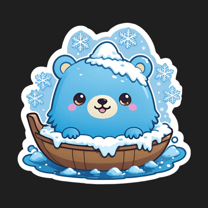 Winter Bear Boat - Cute Sticker - Heat Press Transfer