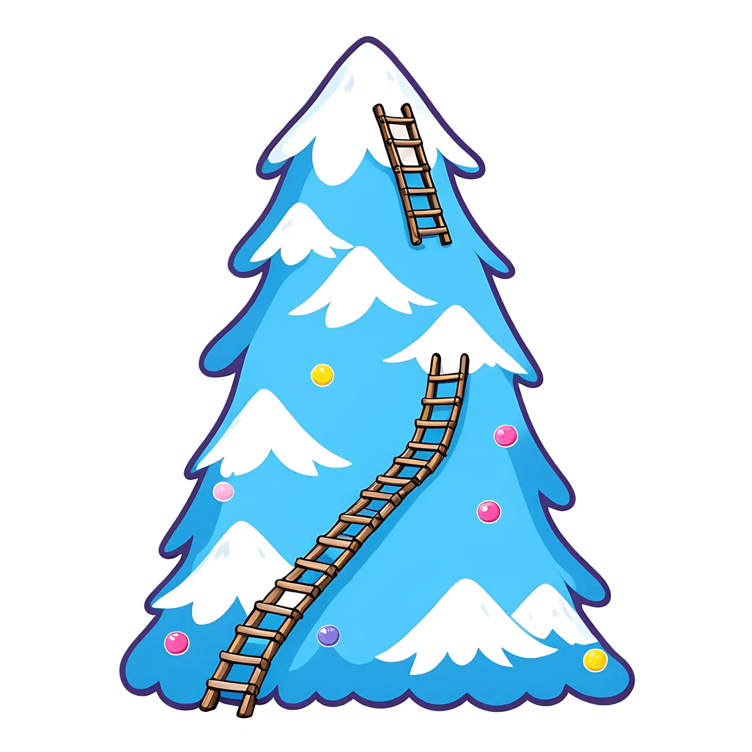 Winter Ladder - Snowy Tree Sticker - Heat Press Transfer