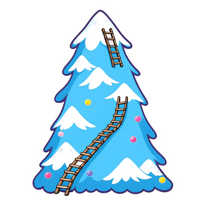 Winter Ladder - Snowy Tree Sticker - Heat Press Transfer