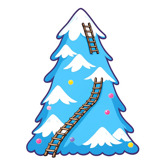 Winter Ladder - Snowy Tree Sticker - Heat Press Transfer