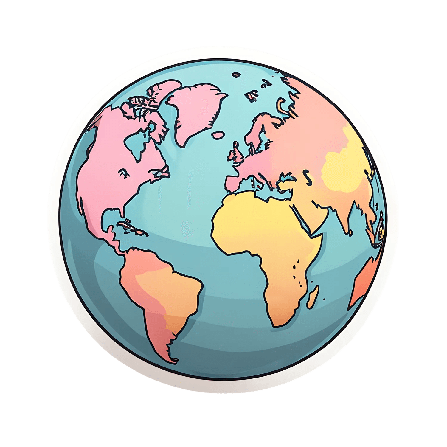 World Map Globe - Sticker - Heat Press Transfer