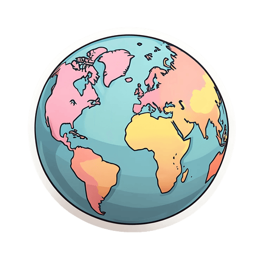 World Map Globe - Sticker - Heat Press Transfer