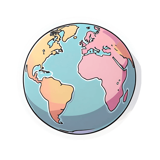 World Map Globe - UV DTF Sticker - Heat Press Transfer