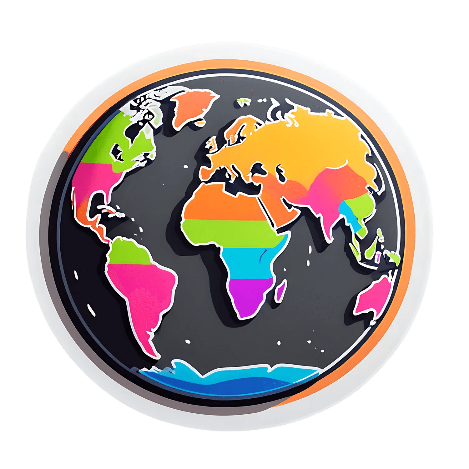 World Map UV Sticker - Vibrant Global Design - Heat Press Transfer