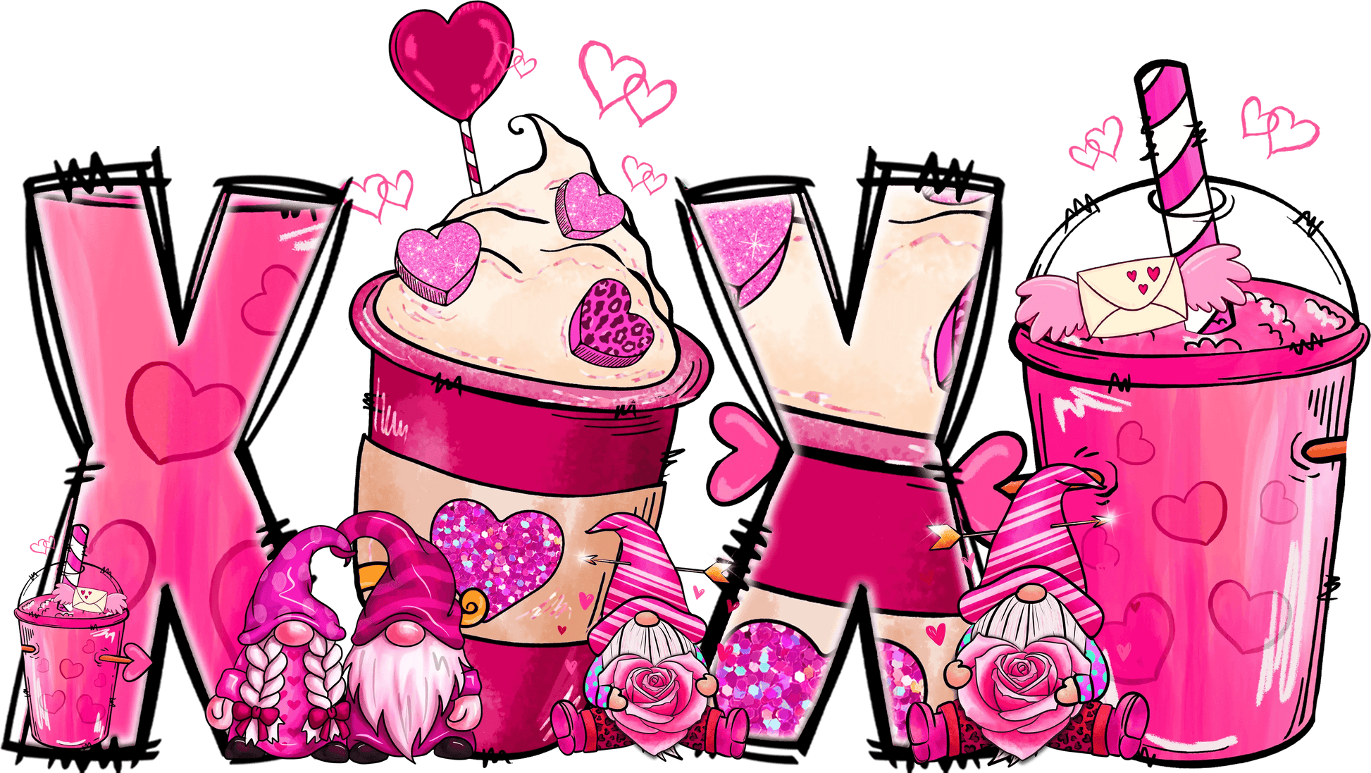 XOXO Valentine's Day Gnome Design - DTF Ready To Press - Heat Press Transfer