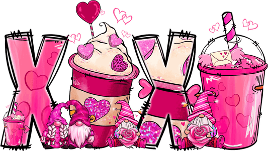 XOXO Valentine's Day Gnome Design - DTF Ready To Press - Heat Press Transfer