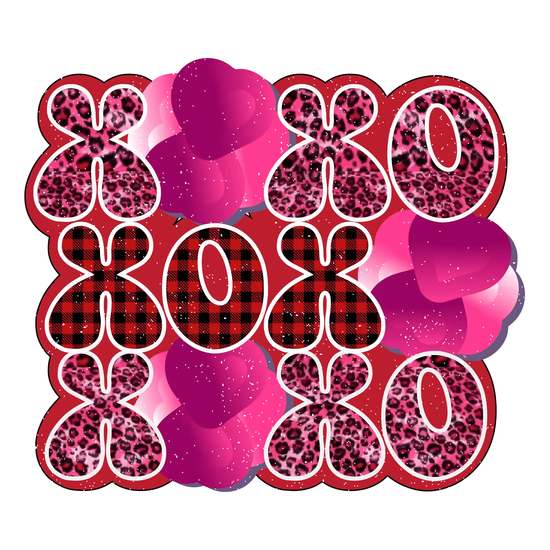 XOXO Valentine's Day Leopard Design - DTF Ready To Press - Heat Press Transfer