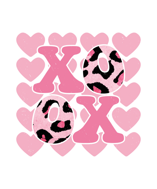 Xoxo Pink Leopard Valentine's Day Design - DTF Ready To Press - Heat Press Transfer