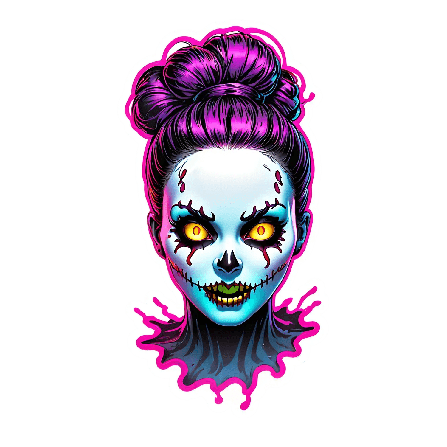 Zombie Girl Glow - UV Sticker - Heat Press Transfer