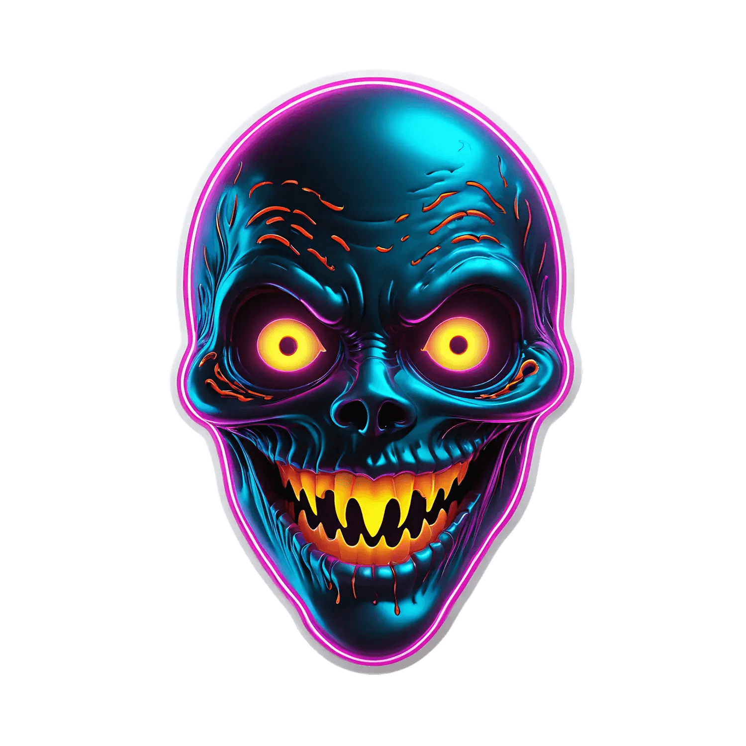 Zombie Skull Glow - Sticker - Heat Press Transfer