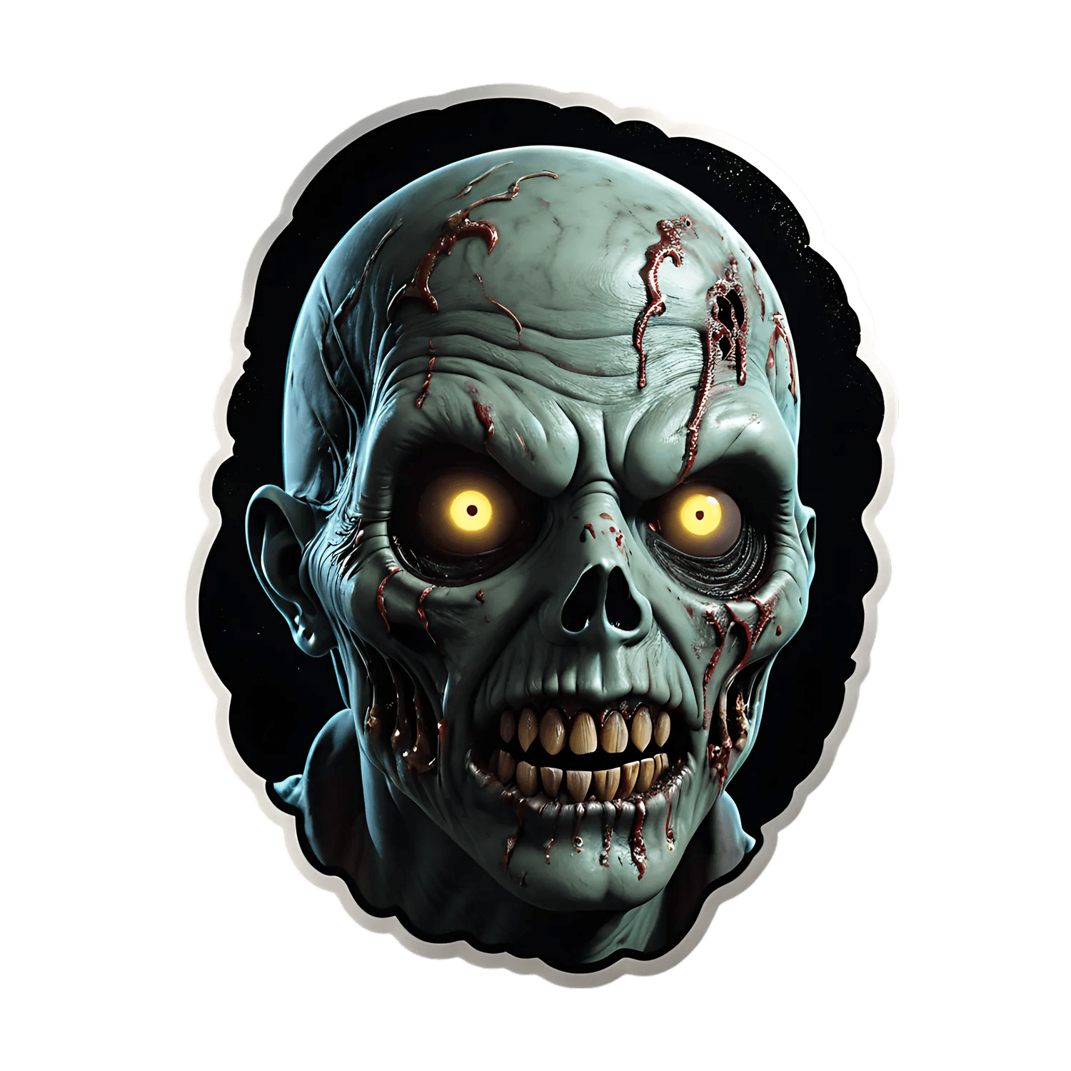 Zombie Head Sticker - Scary Eyes Decal - Heat Press Transfer
