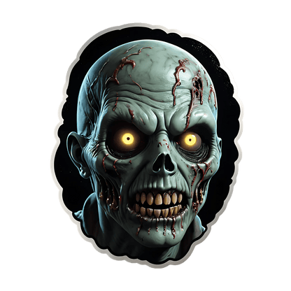 Zombie Head Sticker - Scary Eyes Decal - Heat Press Transfer
