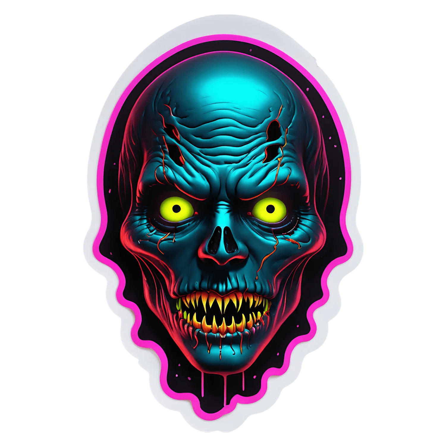 Zombie Skull Glow - UV DTF Sticker - Heat Press Transfer