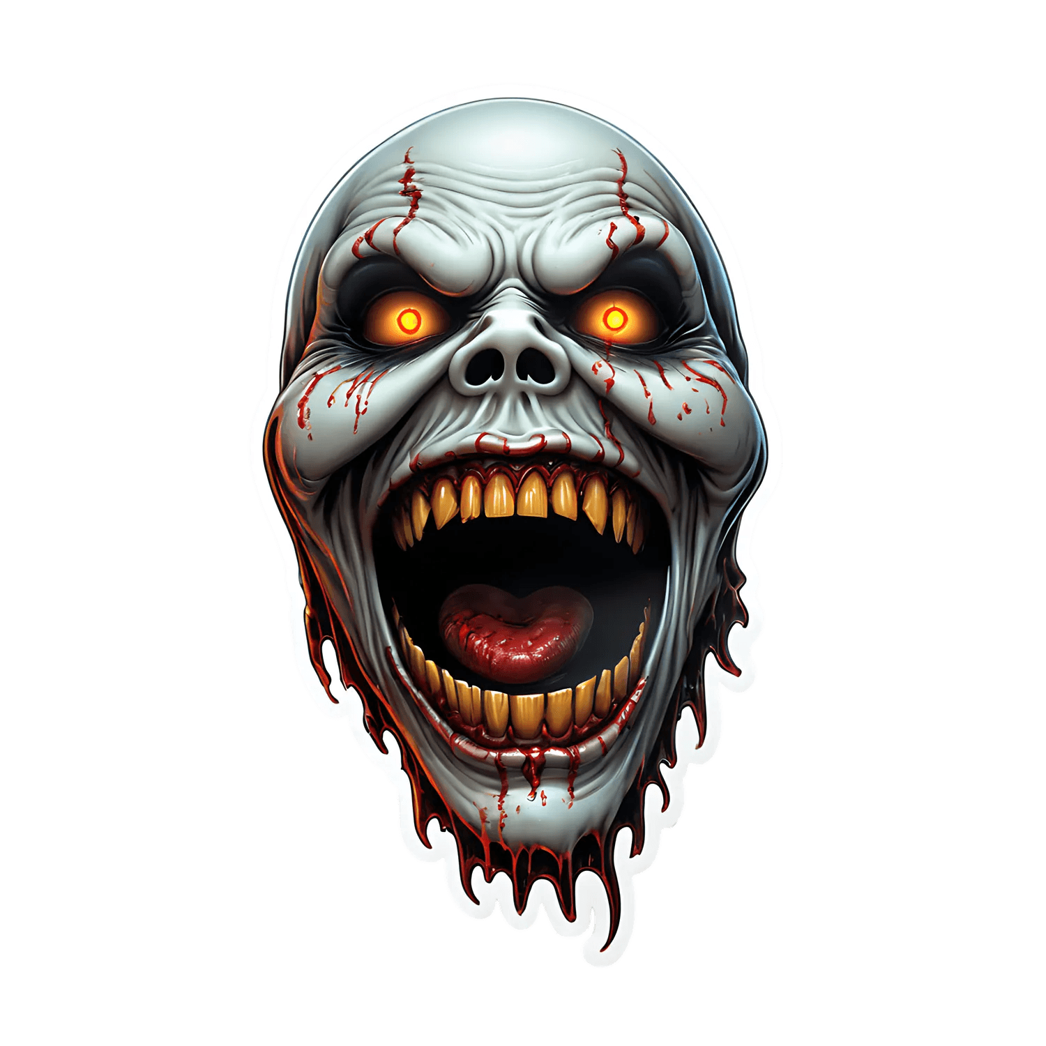 Zombie Skull Sticker - Scary Horror Theme - Heat Press Transfer