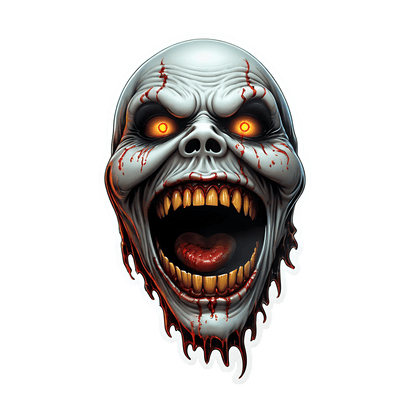 Zombie Skull Sticker - Scary Horror Theme - Heat Press Transfer