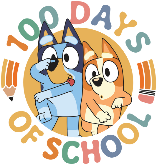 Bluey and Bingo 100 Days of School DTF-Ready V2 | Heat Press Transfer - Heat Press Transfer