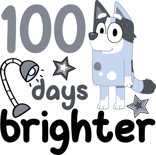 Bluey 100 Days Brighter Design Ready to Press | Heat Press Transfer - Heat Press Transfer